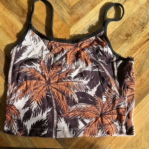 Like new! Topshop ripped cotton palm tree cropped tank size 4